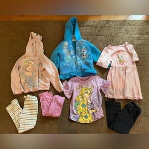 4T Toddler Girls Fall Winter Disney Princess Bundle ~ 7 Items